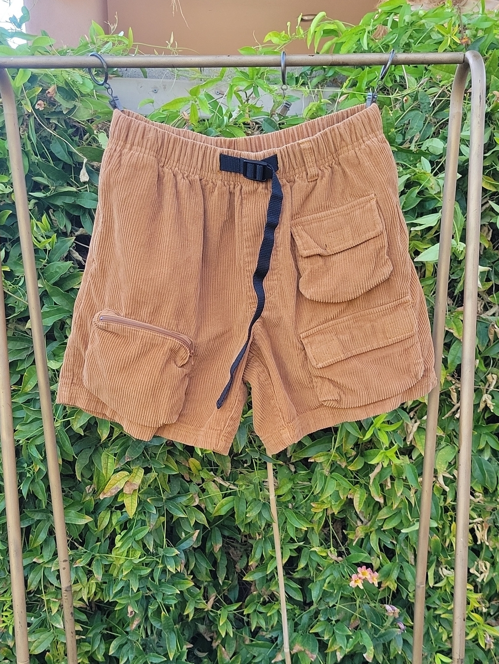Without Walls Corduroy Utility Cargo Belted Shorts Tan Brown Size Small